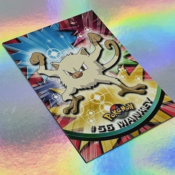 Pokemon MANKEY #56 Character Card Topps Series 1 1999 TV Animation Edition - Picture 3 of 4
